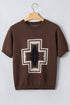 Western Graphic Print Short Sleeve Knit Pullover Sweater