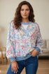All Over Floral Print Round Neck Long Sleeve Top