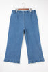Elastic Waist Ruffled Wide Leg Denim Pants