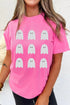 Ghost Print Round Neck Graphic T Shirt