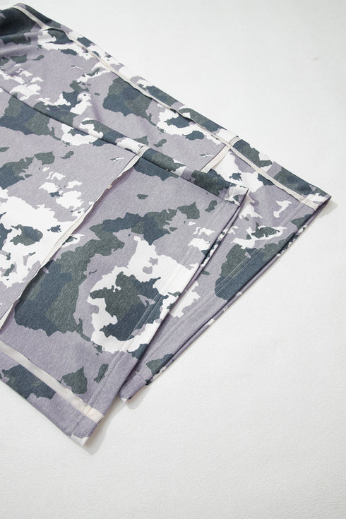 Camo Print Drawstring Waist Patch Pocket Pants