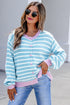 Striped Long Sleeve Round Neck Open Front Cardigan