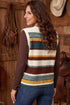 Striped Button Front Sleeveless Knit Regular Fit Sweater Vest
