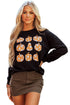 Graphic Floral Pumpkin Crew Neck Pullover Sweatshirt