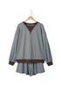 Striped Oversized Long Sleeve Top Drawstring Loose Shorts Two Piece Short Set