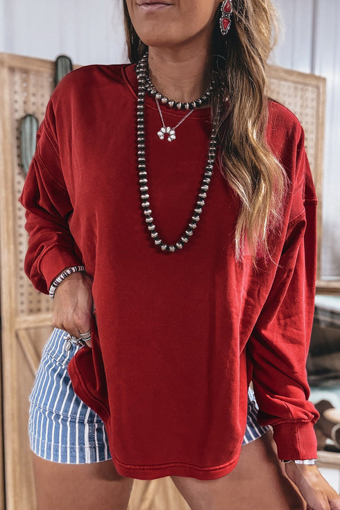 Racing Ribbed Drop Shoulder Cutout Back Sweatshirt