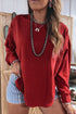 Racing Ribbed Drop Shoulder Cutout Back Sweatshirt