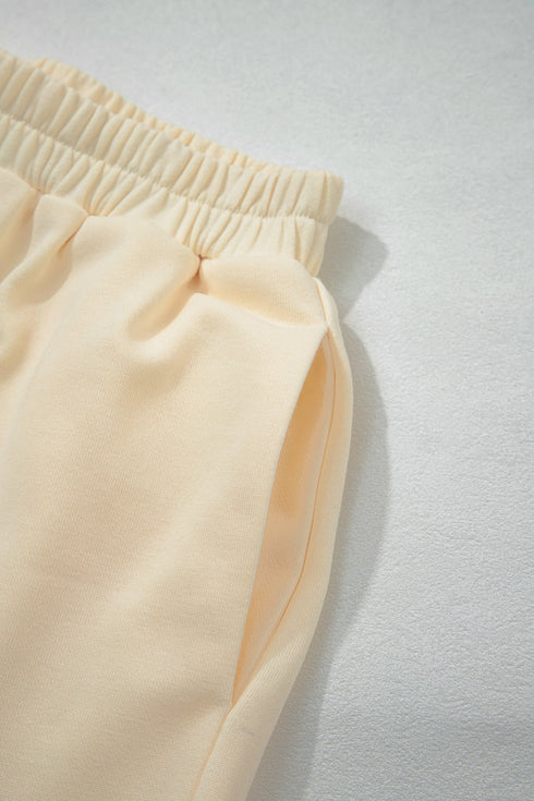 Crewneck Long Sleeve Pullover Athleisure Short Set