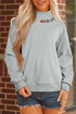 Hello Embroidered Pumpkin Graphic Mock Neck Sweatshirt