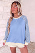 Polyester Plaid Pattern Sleeve Raglan Pullover Sweatshirt