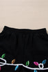 Casual Sequin Letter Print Pullover Short Sets
