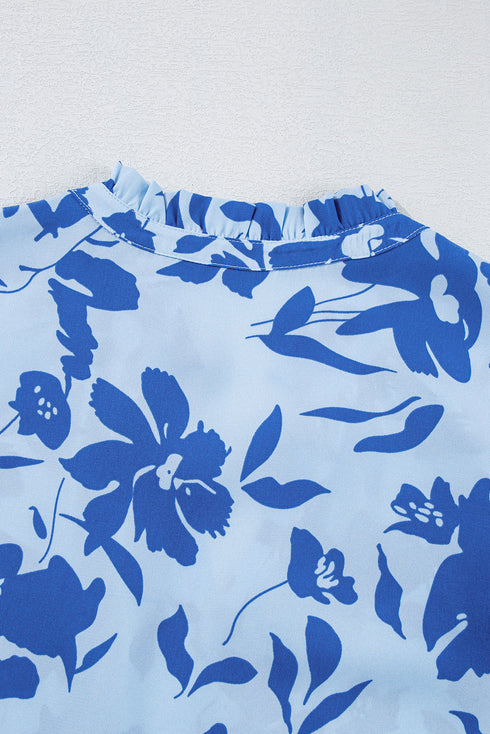 Floral Tiered Frilled Trim Flutter Sleeve Maxi Dress