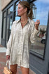 Velvet Textured Long Sleeve Shift Mini Dress
