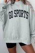 Letter Graphic Mock Neck Equal Polyester Cotton Blend Sweatshirt