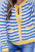 Striped Button Front Long Sleeve Loose Fit Knit Cardigan