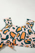 Abstract Print Cap Sleeve Tie Detail Bikini Set