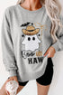 Sequin Western Ghost Print Long Sleeve Round Neck Sweatshirt
