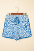 All Over Leopard Print Lace Up Accent Trim Shorts