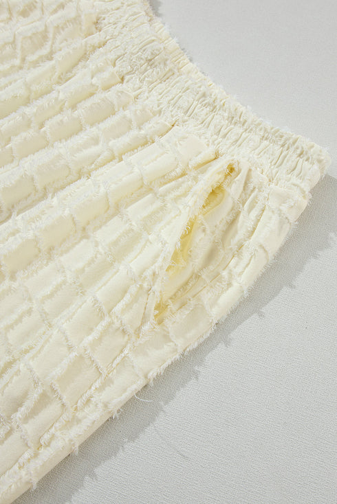 Metallic Lattice Textured Wide Leg Pant Set