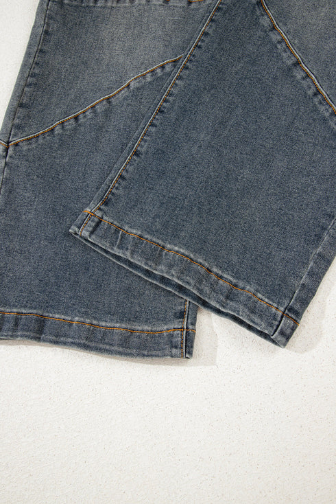 Exposed Stitching High Waist Relaxed Wide Leg Jeans