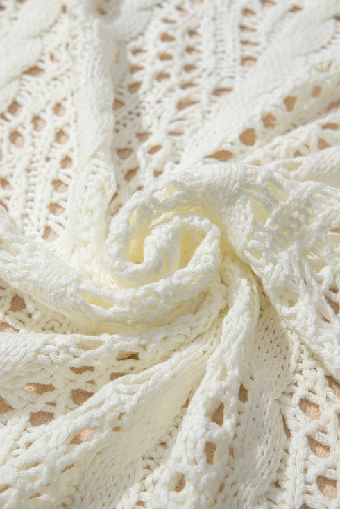 Open Knit Texture Long Sleeve Resort Cover Up Cardigan