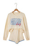 Crewneck Long Sleeve Pullover Athleisure Short Set