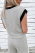 Knit Lace Trim V Neck Tank Drawstring Wide Leg Pant Set