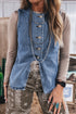 Tailored Western Buttoned Front Slit Denim Vest