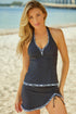 Empire Waist Halter V Neck Skirted Tankini Set