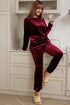 Plush Velvet Long Sleeve Top And Pant Set