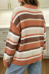 Striped Dropped Shoulder Loose Fit Pullover Sweater