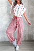 Striped Pattern Drawstring Detail Loose Fit Pants