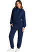 Ribbed Knit Half Zip Hooded Jogger Jumpsuit
