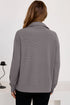 Waffle Textured Collar Half Zip Pocketed Drop Shoulder Sweatshirt