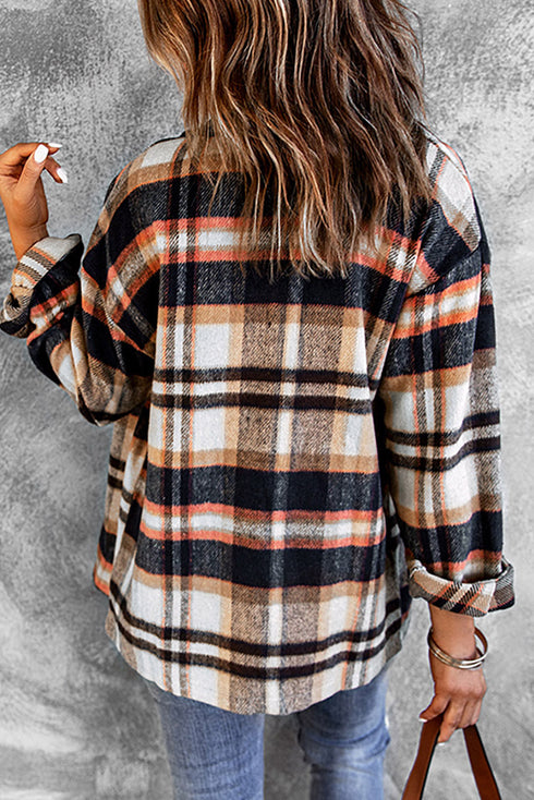 Relaxed Fit Brushed Plaid Button Down Shirt