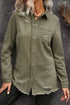 Cotton Raw Hem Distressed Denim Shirt Jacket