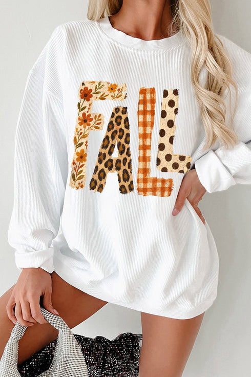 Pure Polyester Letter Pattern Graphic Corded Sweatshirt