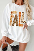 Corded Letter Pattern Textured Typography Graphic Sweatshirt