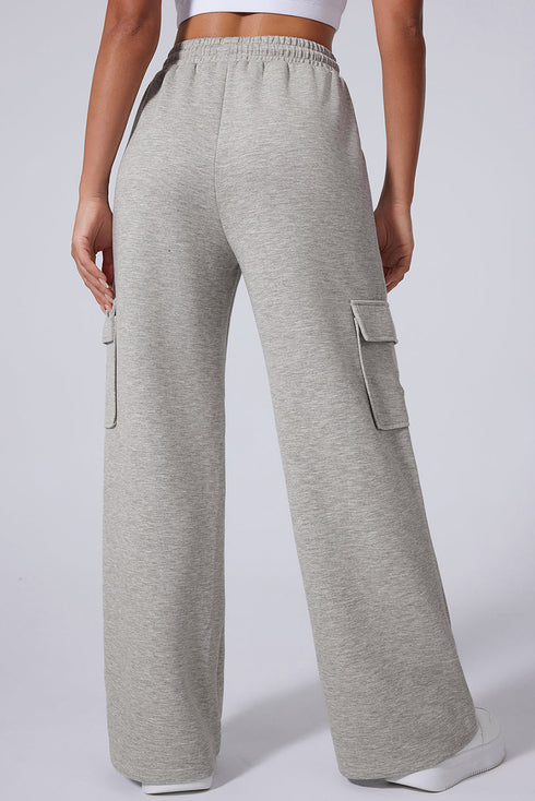 High Rise Wide Leg Knit Cargo Sweatpants