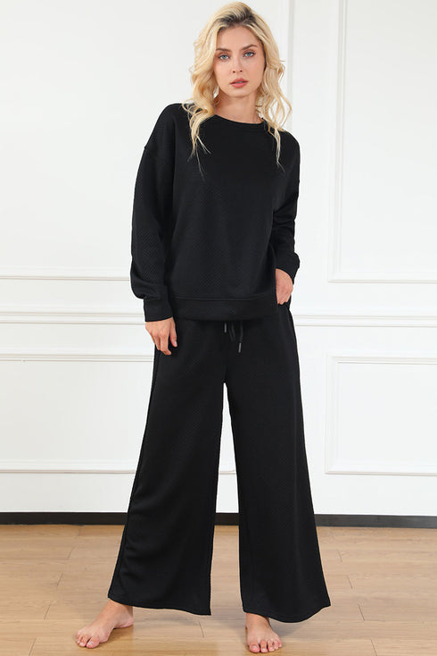 Ultra Loose Textured Slouchy Matching Pant Set