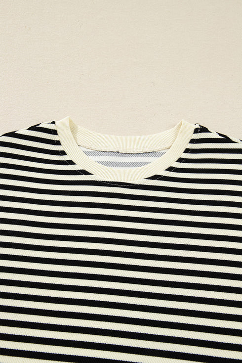 Textured Stripe Drop Shoulder Skort Two Piece Dress