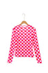 Plaid Checkered Sheer Mesh Long Sleeve Layering Top
