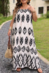 Bohemian Aztec Print H Line Halter Maxi Dress