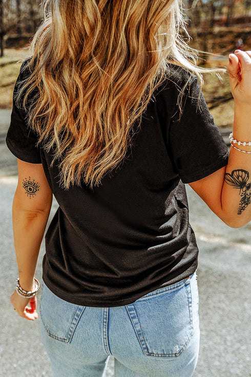Polyester Cotton Blend Ghost Applique Graphic Tee