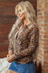 Leopard Print Button Up Long Sleeve Viscose Blend Cardigan