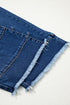 Seam Detail Raw Hem Ankle Length Denim Jeans