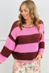 Striped Drop Shoulder Long Sleeve Pullover Knit Sweater