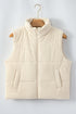 Textured Corduroy Stand Neck Zipped Puffer Vest