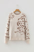 Abstract Animal Pattern Crew Neck Knit Sweater