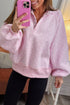 Polka Dot Print Metal Button Collar Pullover Sweatshirt
